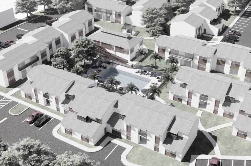 Pool area with furniture b&w